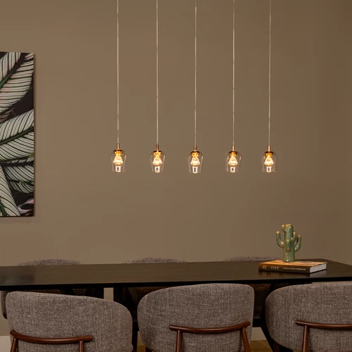Lucide BERLIANE - Suspension - LED Dim. - 5x4W 2700K - Avec module LED remplaçable - Transparent | Essential - ambiance 1